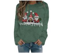 Jersey De Navidad Familia-Jerseys NavideñOs Sudadera De Polar con Estampado Floral De Invierno para Mujer, Manga Larga, Parte Superior NavideñA (Green, L)