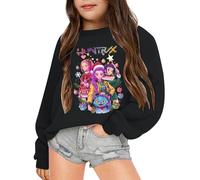 Jersey de Navidad Kpop Unisex Sudadera con Capucha Oversize Cuello Redondo K-pop Película Demon Manga Larga Aesthetic Manga Larga Hip-Hop Suéter para Niñas Niños Sudaderas Anime Estampado Huntrix