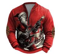 Jersey de Navidad para hombre con media cremallera, sudadera de reno puro, Papá Noel, divertido cuello redondo, suéter de punto, suéter de Navidad, suéter de Navidad, suéter de invierno, A4., M