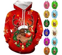 Jersey de Navidad para Hombre Divertido 3D Impreso suéter de Papá Noel Merry Christmas Sudaderas de Navideñas Hombres Suéter Familia Unisex Sudaderas Divertidas
