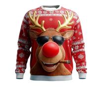 Jersey de Navidad para hombre divertido 3D motivo Santa Claus reno ardilla festivo invierno suéter rojo brillante suéter de punto cálido para fiestas navideñas eventos familiares, A09, 4XL