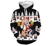 Jersey de Navidad para hombre divertido 3D suéter de Papá Noel Merry Christmas Jersey de Navidad Christmas Sweater Hombres Jersey de Navidad Familia Unisex Sudaderas divertidas, L