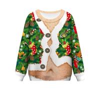 Jersey de Navidad para hombre divertido camiseta de Navidad manga larga suéter Navidad tallas grandes Navidad divertido verde sudadera fea camiseta de manga larga camiseta, camuflaje, L