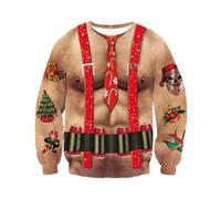 Jersey de Navidad para hombre divertido camiseta de Navidad manga larga suéter Navidad tallas grandes Navidad divertido verde sudadera fea camiseta de manga larga camiseta, marrón, M