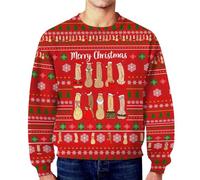Jersey de Navidad para hombre, divertido, camiseta de Navidad, manga larga, tallas grandes, camiseta fea de manga larga, camiseta de Navidad, fea, camiseta erótica, rojo, M