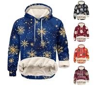 Jersey de Navidad para hombre divertido - Disfraz de Navidad para hombre con forro cálido abrigo de otoño camiseta de Navidad Papá Noel estampado ropa exterior camiseta de manga larga moderna ropa de