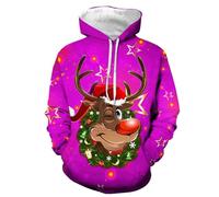 Jersey de Navidad para hombre, sudadera con capucha para hombre, diseño de Papá Noel con estampado 3D, divertido y divertido, unisex, sudadera con capucha de Navidad, forro polar, C4., M