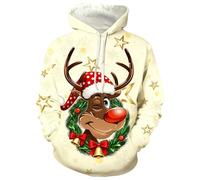 Jersey de Navidad para hombre, sudadera con capucha para hombre, diseño de Papá Noel con estampado 3D, divertido y divertido, unisex, sudadera con capucha de Navidad, forro polar, B4., M