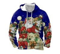 Jersey de Navidad para hombre, sudadera con capucha para hombre, diseño de Papá Noel con estampado 3D, divertido y divertido, unisex, sudadera con capucha de Navidad con forro polar, B4., M