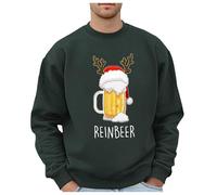 Jersey de Navidad para hombre Sudadera de cuello redondo Jersey divertido cerveza manga larga camiseta de Papá Noel impreso Suéter Ugly Christmas Sweater Cerveza Jersey Navidad Suéter liso Tops, O
