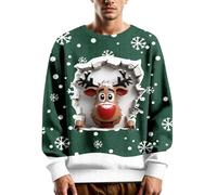Jersey de Navidad para hombre Sudadera Navidad Cuello Redondo Casual Jersey Moda 3D Divertido Uglye Christmas Sweater Divertido Casual Manga Larga Fiesta Navidad Estilo Disfraz, A4., M