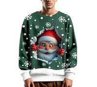 Jersey de Navidad para hombre Sudadera Navidad Cuello Redondo Casual Jersey Moda 3D Divertido Uglye Christmas Sweater Divertido Casual Manga Larga Fiesta Navidad Estilo Disfraz, B4., M