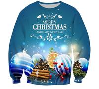 Jersey de Navidad para hombre Ugly Christmas Pullover Bonito Jersey de Navidad Jesús Estampado Feo Sudadera con Diseño de Navidad Suave y Cálida Talla Grande Manga Larga Fiesta de Navidad Sudadera con