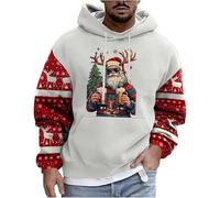 Jersey de Navidad para hombre Ugly Christmas Pullover Simple Navidad Sudadera con Capucha Jesús Estampado Feo Sudadera con Capucha con Diseño de Navidad Noruega Jersey Cálido Jersey Grande Fiesta de