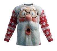 Jersey de Navidad para Hombre Ugly Christmas Sweater Hombres Divertido Estampado 3D Sudadera Navideño Feo Manga Larga Cuello Redondo Suéter Navideñas Funny Xmas Top S-2XL