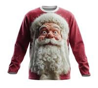 Jersey de Navidad para Hombre Ugly Christmas Sweater para Hombres Divertido Estampado 3D Sudadera de Navideño Feo Manga Larga Cuello Redondo Suéter de Navideñas Manga Larga Funny Xmas Top S-2XL