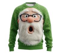 Jersey de Navidad para Hombre Ugly Christmas Sweater para Hombres Divertido Estampado 3D Sudadera de Navideño Feo Manga Larga Cuello Redondo Suéter de Navideñas Manga Larga Funny Xmas Top