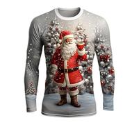 Jersey de Navidad para Hombre Ugly Christmas Sweater para Hombres Divertido Estampado 3D Sudadera de Navideño Feo Manga Larga Cuello Redondo Suéter de Navideñas Manga Larga Funny Xmas Top S-2XL