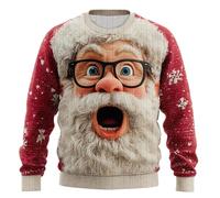 Jersey de Navidad para Hombre Ugly Christmas Sweater para Hombres Divertido Estampado 3D Sudadera de Navideño Feo Manga Larga Cuello Redondo Suéter Navideñas Manga Larga Funny Xmas Sudadera