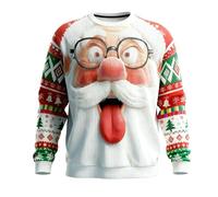 Jersey de Navidad para Hombre Ugly Christmas Sweater para Hombres Divertido Estampado 3D Sudadera de Navideño Feo Manga Larga Cuello Redondo Suéter de Navideñas Manga Larga Funny Xmas Top