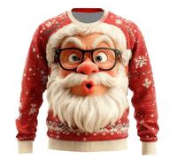 Jersey de Navidad para Hombre Ugly Christmas Sweater para Hombres Divertido Estampado 3D Sudadera de Navideño Feo Manga Larga Cuello Redondo Suéter de Navideñas Manga Larga Funny Xmas Top