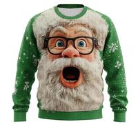 Jersey de Navidad para Hombre Ugly Christmas Sweater para Hombres Divertido Estampado 3D Sudadera de Navideño Feo Manga Larga Suéter de Navideñas Manga Larga Funny Xmas Top