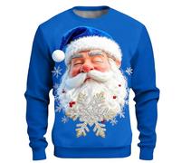 Jersey de Navidad para Hombre Ugly Christmas Sweater para Hombres Divertido Estampado 3D Sudadera de Navideño Feo Manga Larga Cuello Redondo Suéter de Navideñas Manga Larga Funny Xmas Top