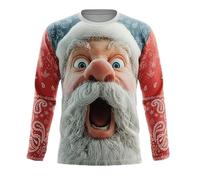 Jersey de Navidad para Hombre Ugly Christmas Sweater para Hombres Divertido Estampado 3D Sudadera de Navideño Feo Manga Larga Cuello Redondo Suéter de Navideñas Manga Larga Funny Xmas Top S-2XL