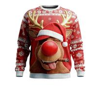 Jersey de Navidad para Hombre Ugly Christmas Sweater para Hombres Divertido Estampado 3D Sudadera de Navideño Feo Manga Larga Cuello Redondo Suéter de Navideñas Manga Larga Funny Xmas Top