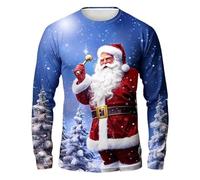 Jersey de Navidad para Hombre Ugly Christmas Sweater para Hombres Divertido Estampado 3D Sudadera de Navideño Feo Manga Larga Cuello Redondo Suéter de Navideñas Manga Larga Funny Xmas Top S-2XL