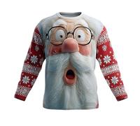 Jersey de Navidad para Hombre Ugly Christmas Sweater para Hombres Divertido Estampado 3D Sudadera de Navideño Feo Manga Larga Cuello Redondo Suéter de Navideñas Manga Larga Funny Xmas Top S-2XL