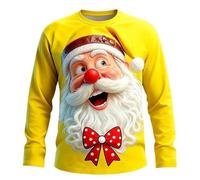 Jersey de Navidad para Hombre Ugly Christmas Sweater para Hombres Divertido Estampado 3D Sudadera de Navideño Feo Manga Larga Cuello Redondo Suéter de Navideñas Manga Larga Funny Xmas Top S-2XL
