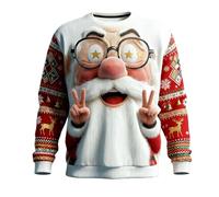Jersey de Navidad para Hombre Ugly Christmas Sweater para Hombres Divertido Estampado 3D Sudadera de Navideño Feo Manga Larga Cuello Redondo Suéter de Navideñas Manga Larga Funny Xmas Top