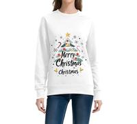 Jersey de Navidad para mujer con árbol de Navidad estilizado - Moderna sudadera con texto «Merry Christmas» | Jersey festivo para el Adviento, Style_x04 White, XXL