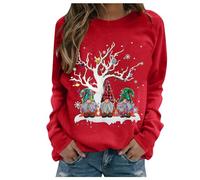 Jersey de Navidad para Mujer con Luces Estilo Urbano suéter de Navidad Informal Suelto Estampado navideño ModaGran tamaño Manga Larga Festivo Estampado de Alces Fiesta Navideña