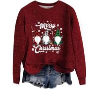 Jersey de Navidad para Mujer, Divertido suéter navideño Ugly Christmas Sweater Cuello Redondo Camiseta de Manga Larga Sudadera Feo Sudadera de Navidad Traje de Navidad suéter de Navidad suéter de