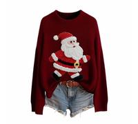 Jersey de Navidad para Mujer, Divertido suéter navideño Ugly Christmas Sweater Cuello Redondo Camiseta de Manga Larga Sudadera Feo Sudadera de Navidads Traje suéter de Navidad