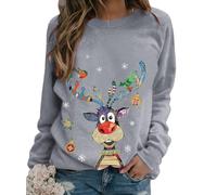 Jersey de Navidad para mujer, Rudolph, reno, elfo, Navidad, sudadera con capucha, para adolescentes, niñas, suéter de Navidad, Papá Noel, vestido de Navidad para mujer, A gris., S