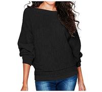 Jersey de Navidad para mujer, traje de Navidad, camiseta de Navidad, blusa para mujer, cuello redondo, fiesta, camiseta básica, Negro , XL