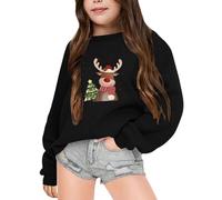 Jersey de Navidad para niña, de gran tamaño, forro polar, sudadera cálida para Navidad, suéter de Navidad, informal, ropa de Navidad, adolescentes y niñas