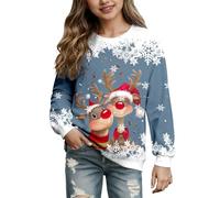 Jersey de Navidad para Niña Otoño Invierno Navidad Lindo Patrón Sueter Manga Larga Cuello Redondo Holgada Sudadera Niña Festival Pullover Sweatshirt
