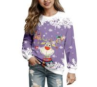 Jersey de Navidad para niña, Sudadera de Navidad con Cuello Redondo, Camiseta con Estampado Festivo navideño, Sudadera de Manga Larga, suéter de Navidad, Disfraz Festivo