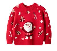 Jersey de Navidad para niños divertido, suéter de Navidad para niños con estampado de Papá Noel, dibujos animados lindo suéter de Navidad invierno suéter de Navidad otoño sudadera unisex disfraz de
