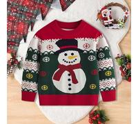 Jersey de Navidad para niños divertido, suéter de Navidad para niños con estampado de Papá Noel, suéter navideño de algodón cálido suéter de Navidad de cuello redondo sudadera de Navidad disfraz de