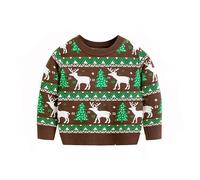 Jersey de Navidad para niños divertido, suéter de Navidad para niños, reno, suéter de Navidad, cuello redondo, suéter de Navidad, suéter de otoño, sudadera de punto de Navidad, disfraz de Navidad