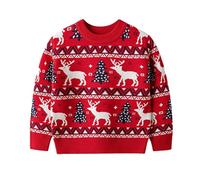 Jersey de Navidad para niños divertido, suéter de Navidad para niños, reno, suéter de Navidad, cuello redondo, suéter de Navidad, suéter de otoño, sudadera de punto de Navidad, disfraz de Navidad