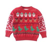 Jersey de Navidad para niños divertido, suéter navideño para niños, algodón, sudadera de Navidad, estampado de dinosaurios, suéter cálido de Navidad, cuello redondo, sudadera de Navidad, unisex