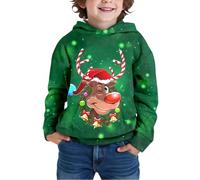Jersey de Navidad para niños, niñas, niños, Navidad, suéter de Navidad, bonito traje de Navidad, Navidad, reno, Papá Noel, moda de Navidad, #2-b - verde oscuro, 13-14 años