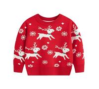 Jersey de Navidad para niños rojo, suéter de Navidad para niños, cuello redondo, suéter de Navidad con estampado de dibujos animados, suéter de Navidad, sudadera de otoño, invierno, cálido, camiseta