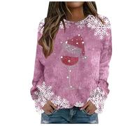 Jersey De Navidad,SuéTeres NavideñOs Sudadera Informal De Manga Larga con Cuello Redondo Y Forro Polar para Mujer, Prenda CóModa para El DíA A DíA (L)